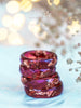 Handmade Plum and rose gold flakes faceted resin ring - 13th Psyche