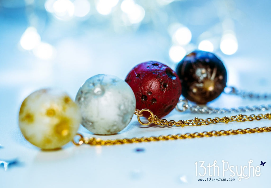 Handmade Resin Full moon necklace. Choose your style - 13th Psyche
