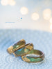 Handmade Iridescent green faceted resin ring with gold flakes - 13th Psyche