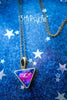 Handmade Galaxy triangle resin necklace with moon - 13th Psyche