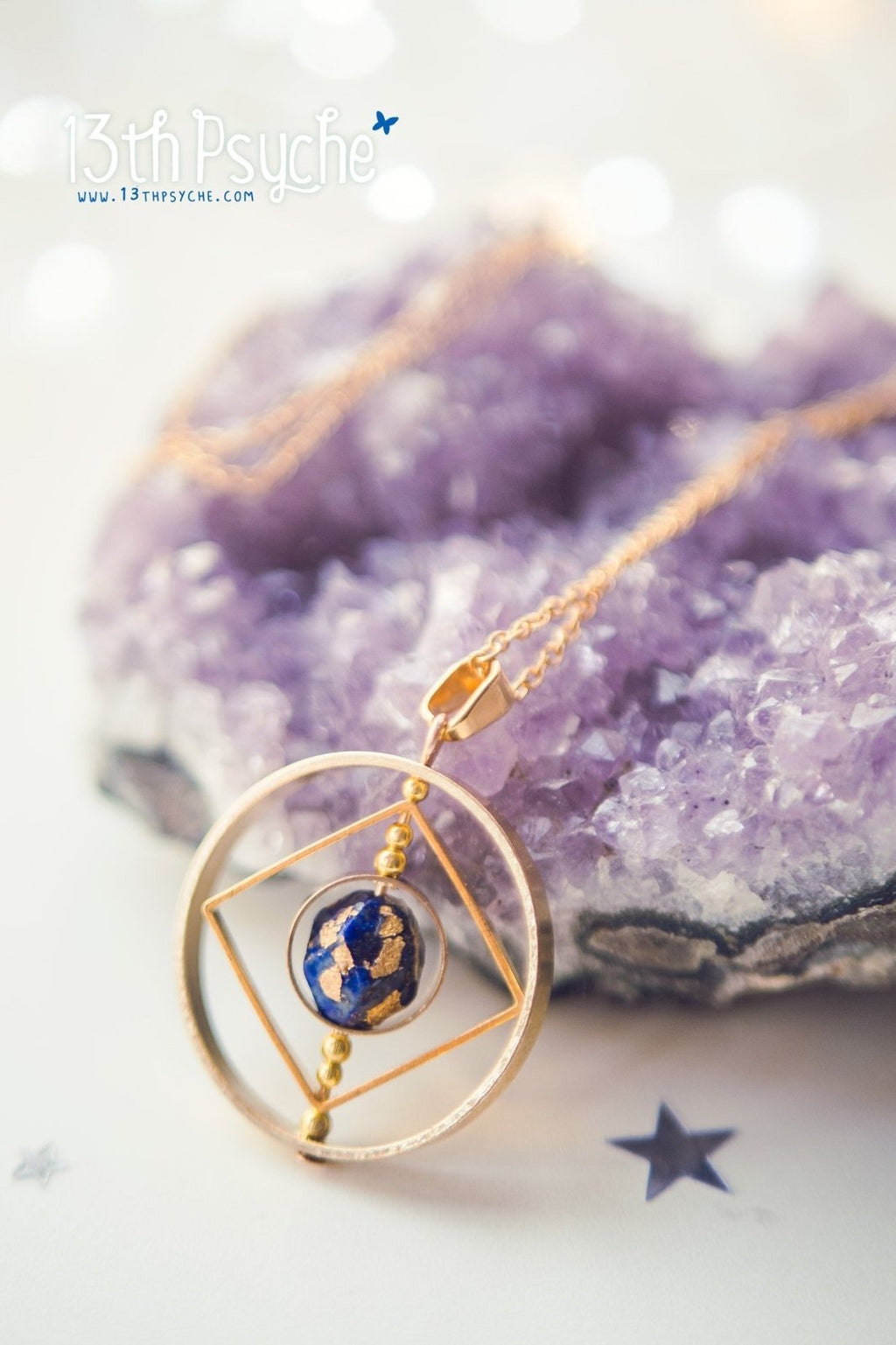 Handmade Galaxy inspired earth planet spinner necklace - 13th Psyche