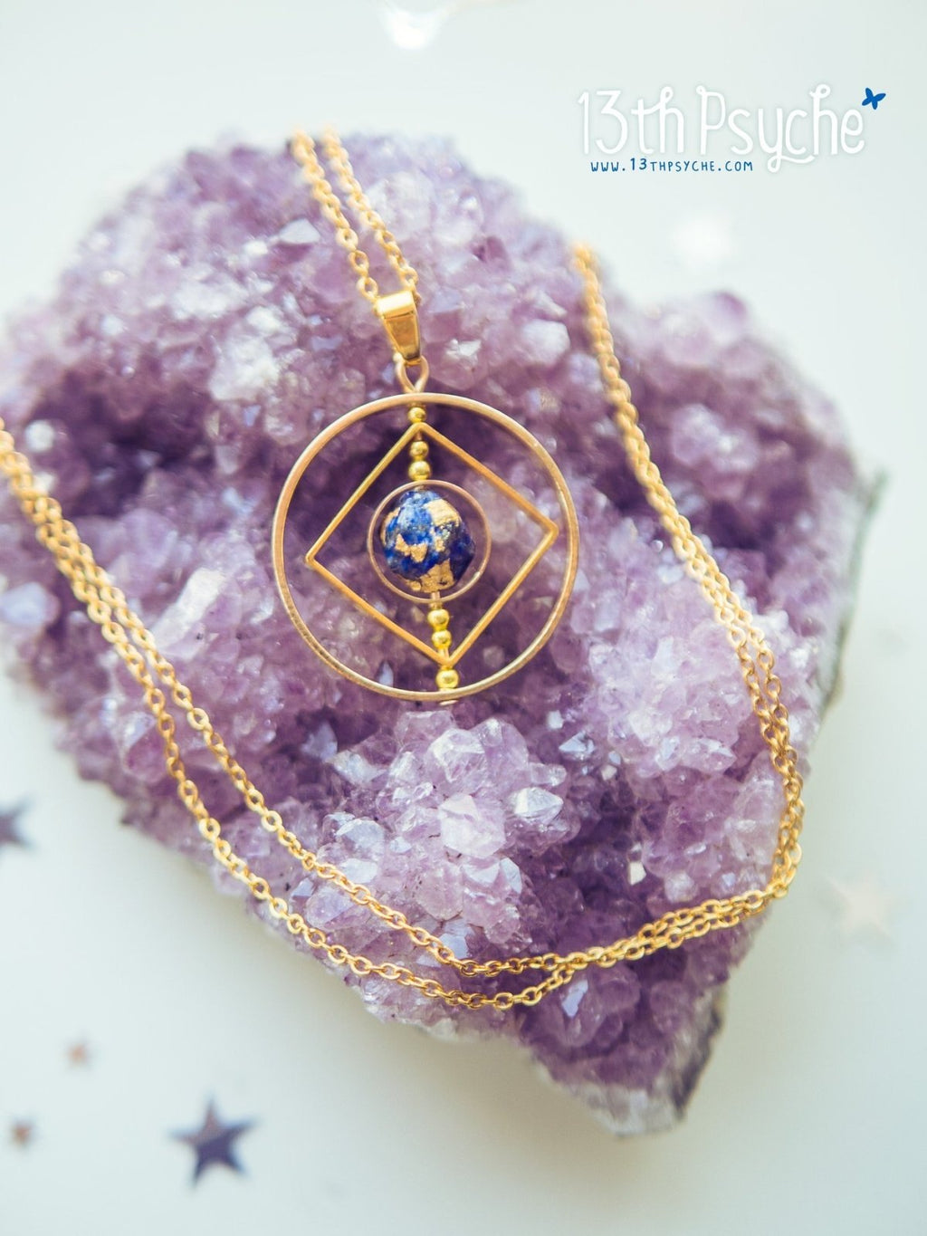 Handmade Galaxy inspired earth planet spinner necklace - 13th Psyche