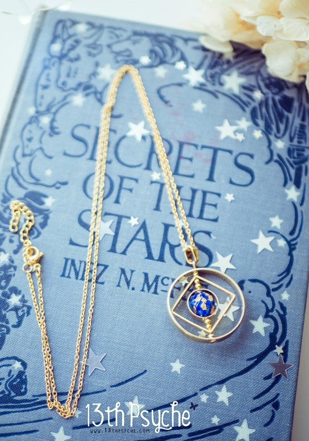 Handmade Galaxy inspired earth planet spinner necklace - 13th Psyche