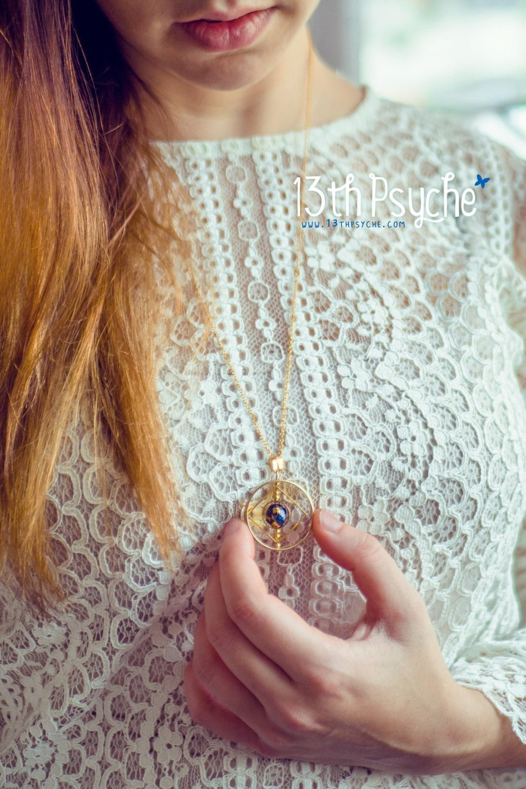 Handmade Galaxy inspired earth planet spinner necklace - 13th Psyche