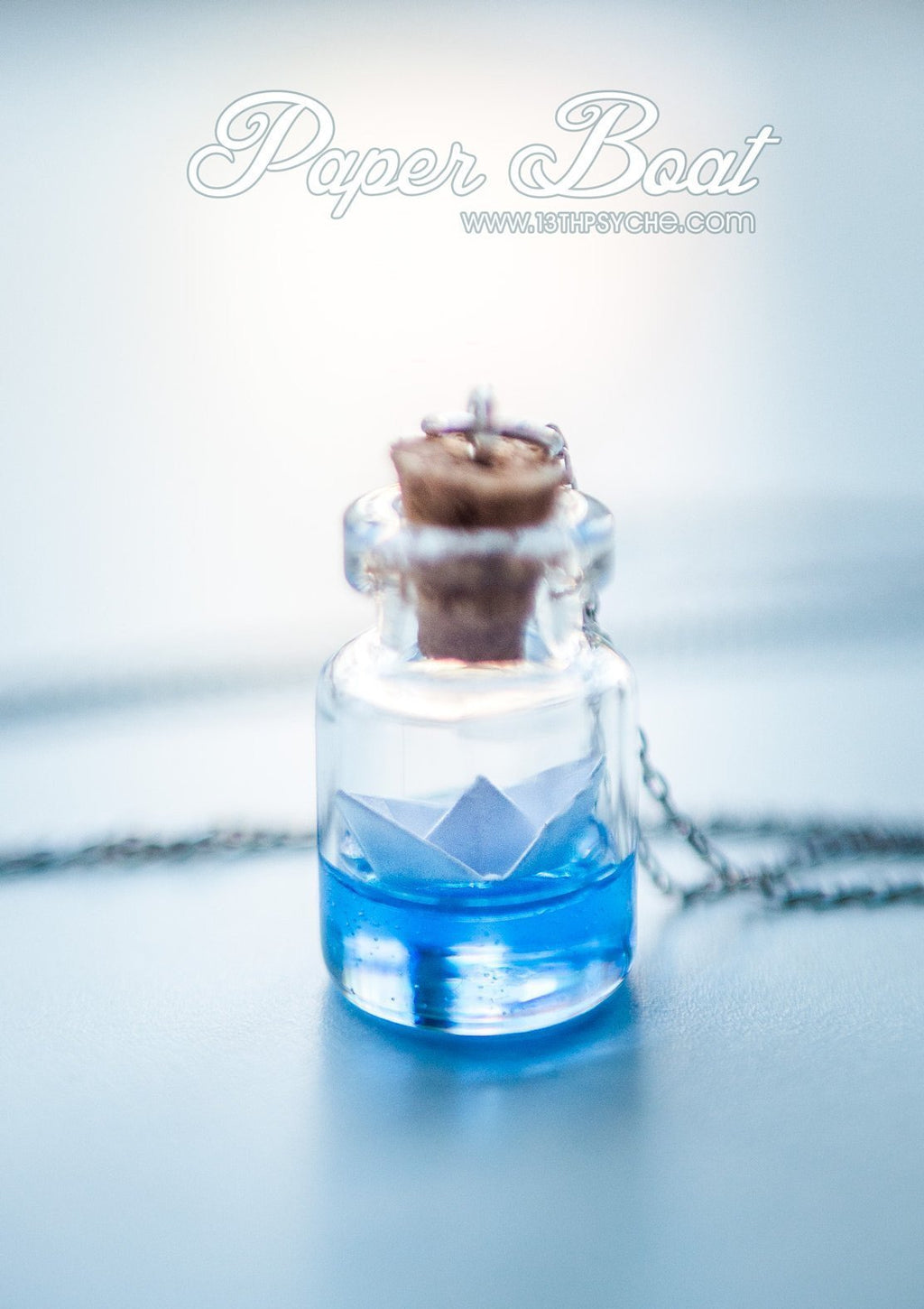 Handmade Sterling silver paper boat bottle necklace - 13th Psyche