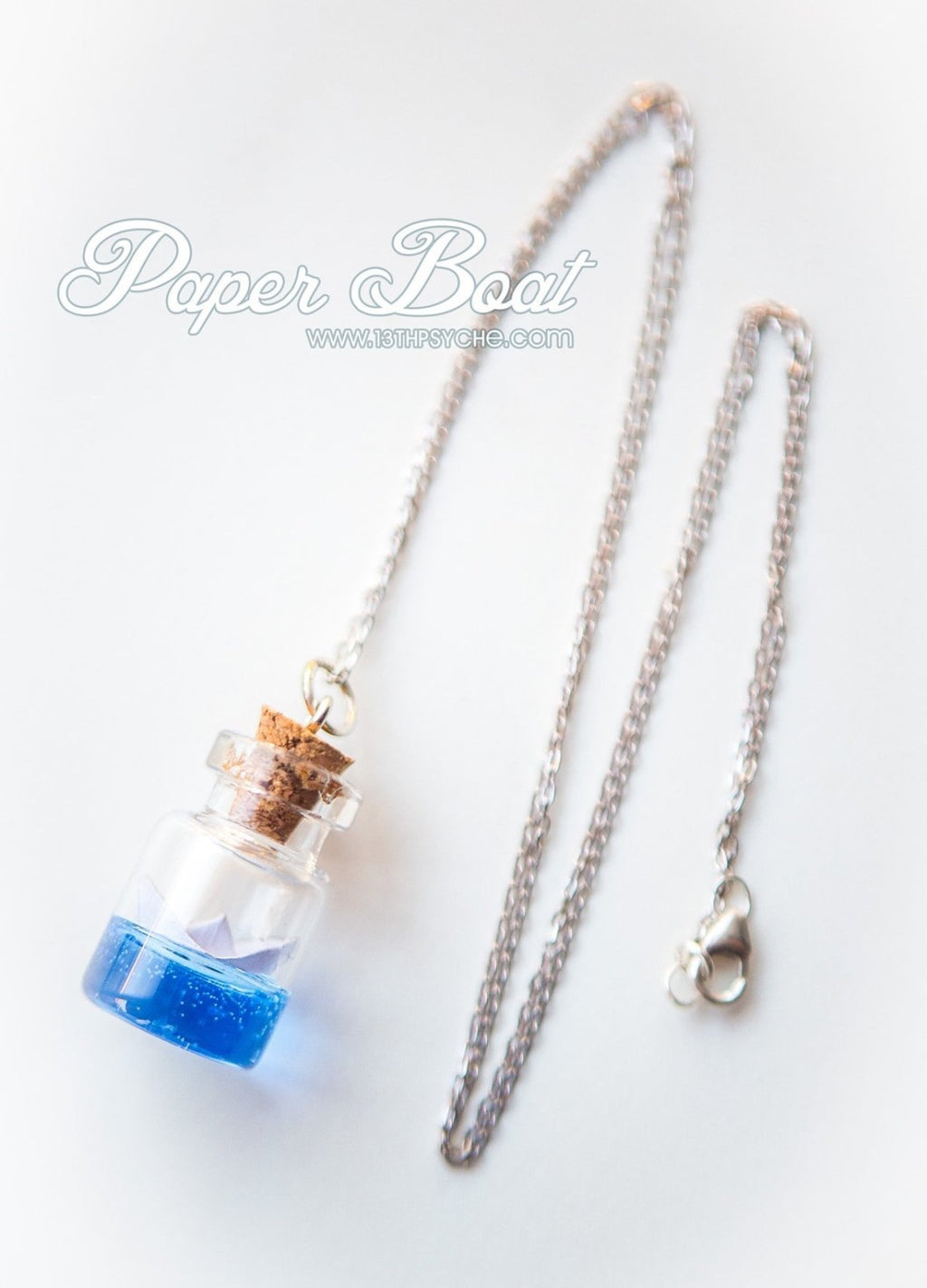 Handmade Sterling silver paper boat bottle necklace - 13th Psyche