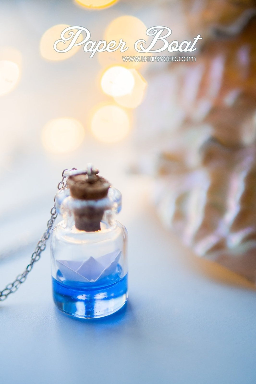 Handmade Sterling silver paper boat bottle necklace - 13th Psyche