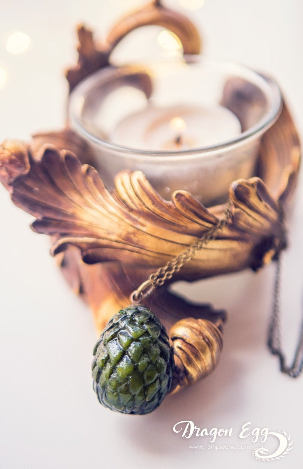 Handmade Resin dragon egg pendant necklace - 13th Psyche