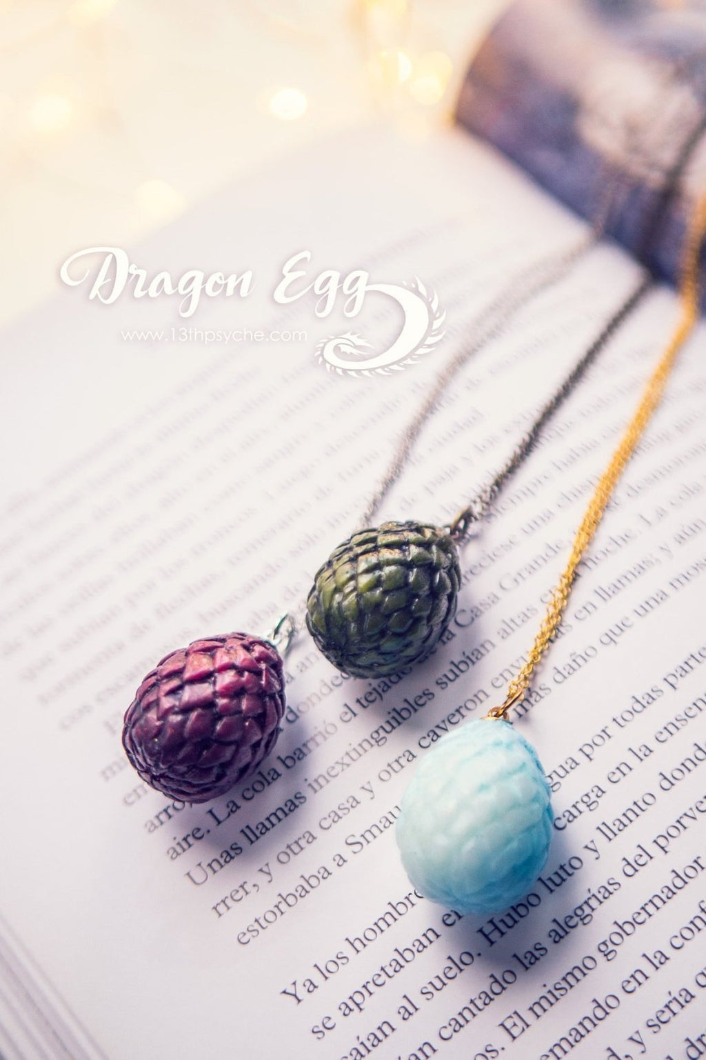 Handmade Resin dragon egg pendant necklace - 13th Psyche
