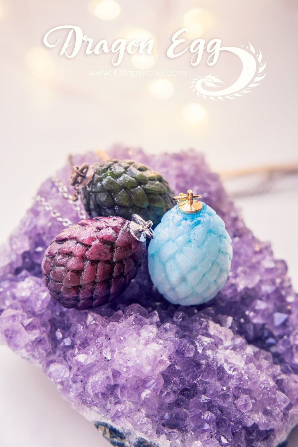 Handmade Resin dragon egg pendant necklace - 13th Psyche