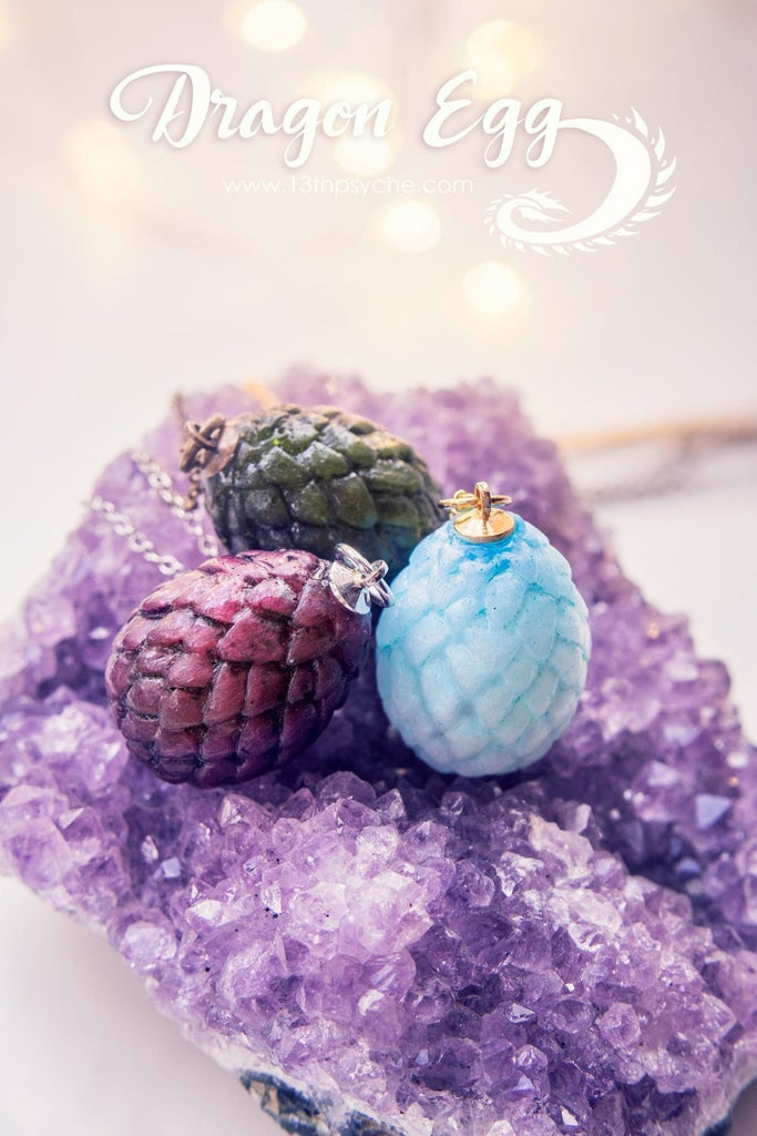 Large Scaled Blue Dragon Egg Necklace