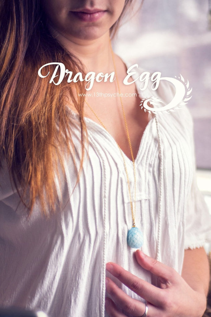 Handmade Resin dragon egg pendant necklace - 13th Psyche