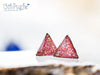 Handmade Glitter triangle stud earrings, Stainless steel - 13th Psyche