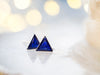 Handmade Glitter triangle stud earrings, Stainless steel - 13th Psyche
