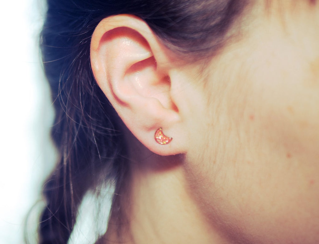 Handmade Stainless steel mini stud earrings, set of 3 - 13th Psyche