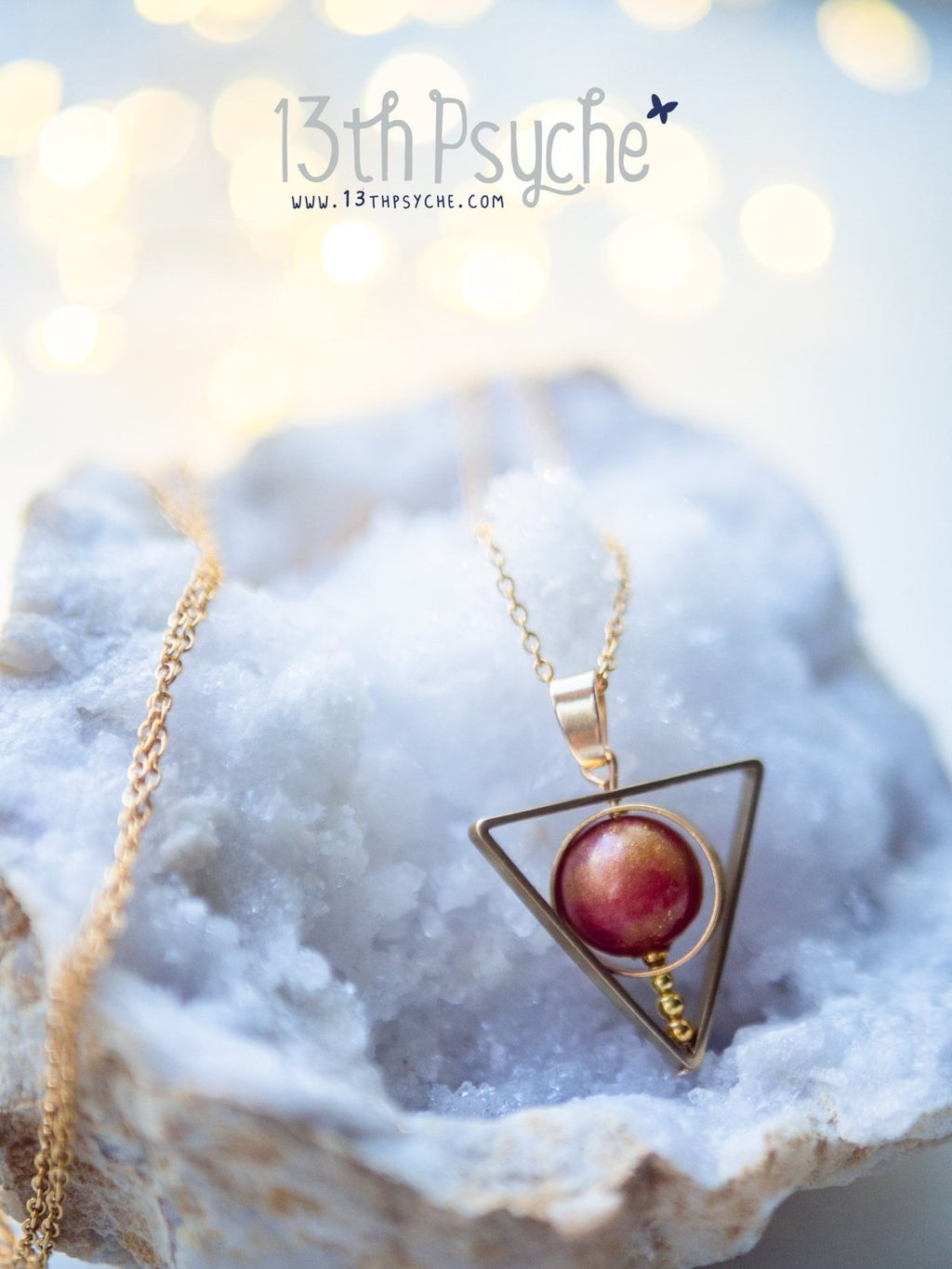 Handmade Sun star inspired triangle spinner necklace - 13th Psyche