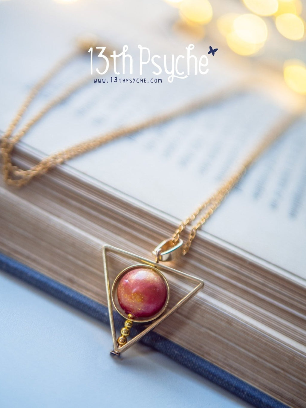 Handmade Sun star inspired triangle spinner necklace - 13th Psyche