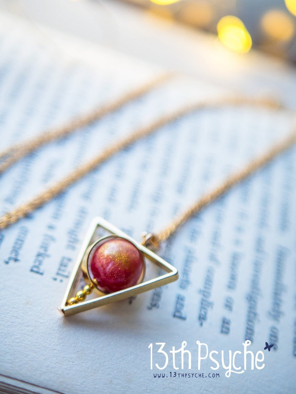 Handmade Sun star inspired triangle spinner necklace - 13th Psyche