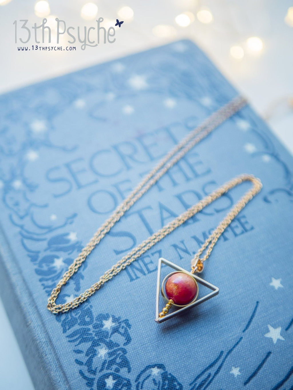 Handmade Sun star inspired triangle spinner necklace - 13th Psyche