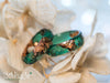 Handmade Dark green and rose gold flakes faceted resin ring - 13th Psyche