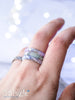 Handmade Pastel blue, purple and mint with silver flakes faceted resin ring set of 3 - 13th Psyche
