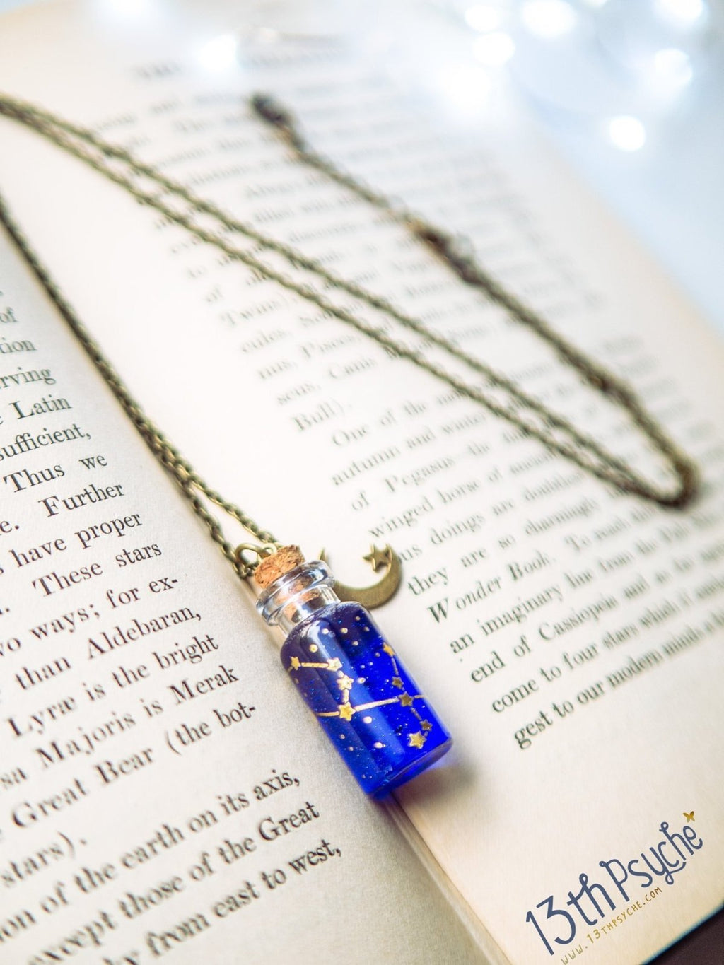 Handmade Orion, Andromeda, Ursa major and minor constellation bottle necklace - 13th Psyche