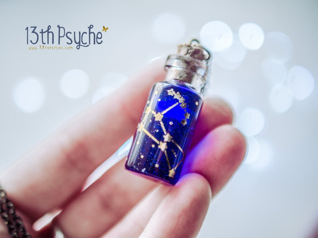 Handmade Orion, Andromeda, Ursa major and minor constellation bottle necklace - 13th Psyche