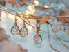 Handmade Dried white flowers and gold flakes resin teardrop jewelry set - 13th Psyche