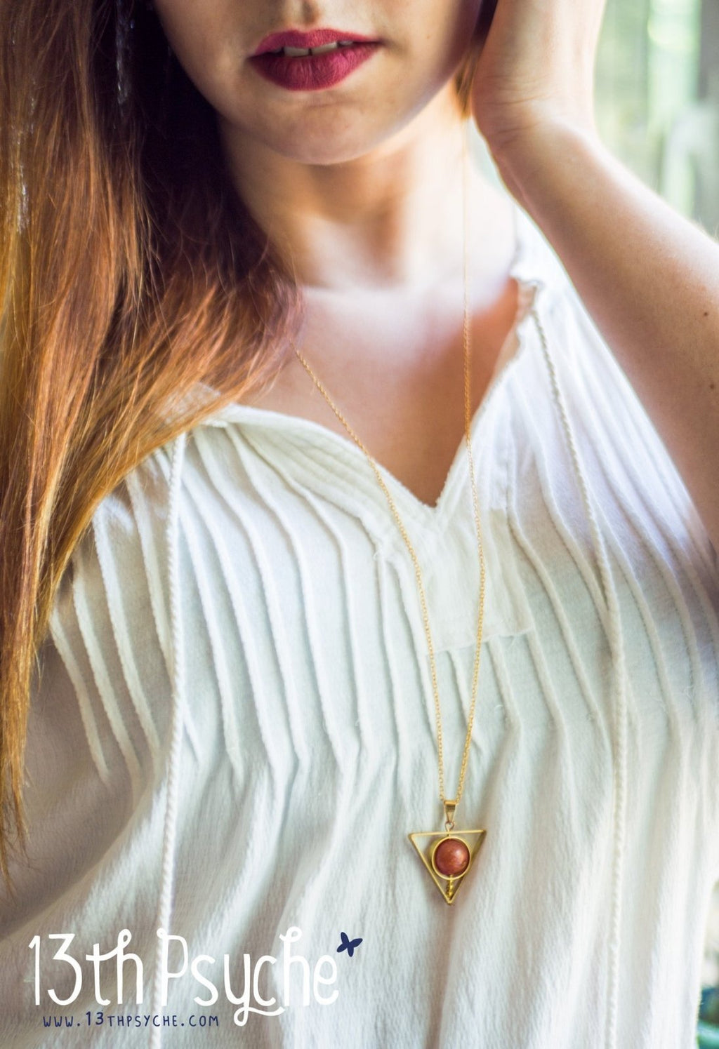 Handmade Sun star inspired triangle spinner necklace - 13th Psyche