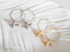 Handmade Hexagon hoop earrings with bee charms - 13th Psyche