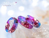 Handmade Blue and fuschia faceted resin ring with pink metallic flakes - 13th Psyche