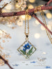 Handmade Rhombus Forget me not flower pendant necklace - 13th Psyche