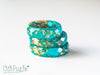 Handmade Turquoise and gold flakes faceted resin ring - 13th Psyche