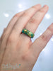 Handmade Turquoise and gold flakes faceted resin ring - 13th Psyche
