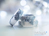 Handmade Pearl white and silver flakes faceted resin ring - 13th Psyche