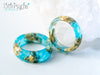 Handmade Light blue and gold flakes faceted resin ring - 13th Psyche