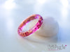 Handmade Fuschia and rose gold flakes faceted resin ring - 13th Psyche