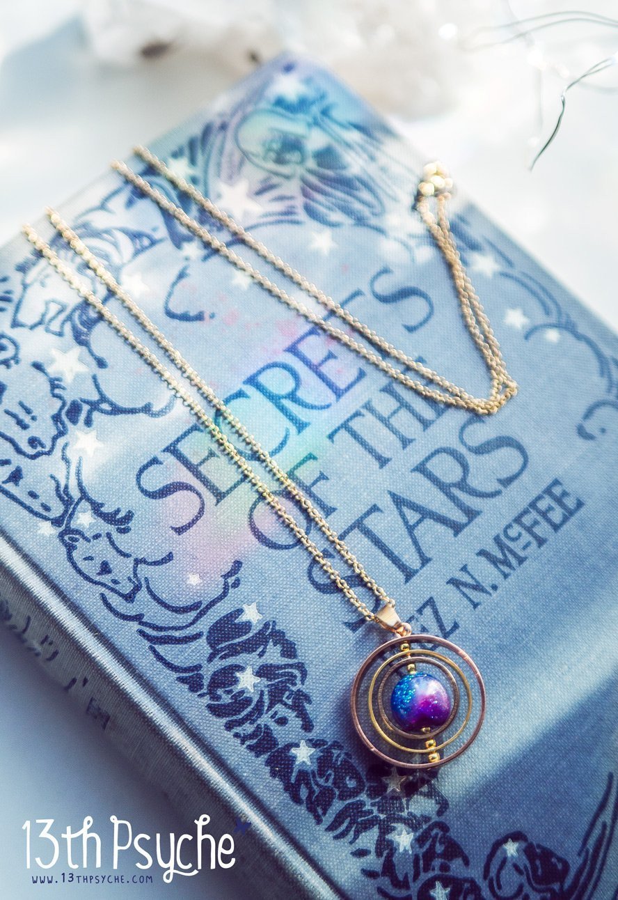 Handmade Galaxy planet spinner necklace - 13th Psyche