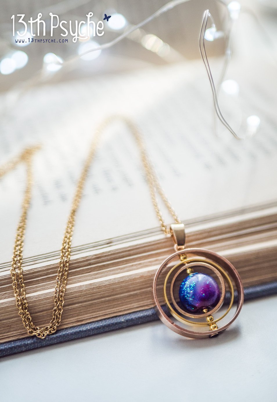 Handmade Galaxy planet spinner necklace - 13th Psyche