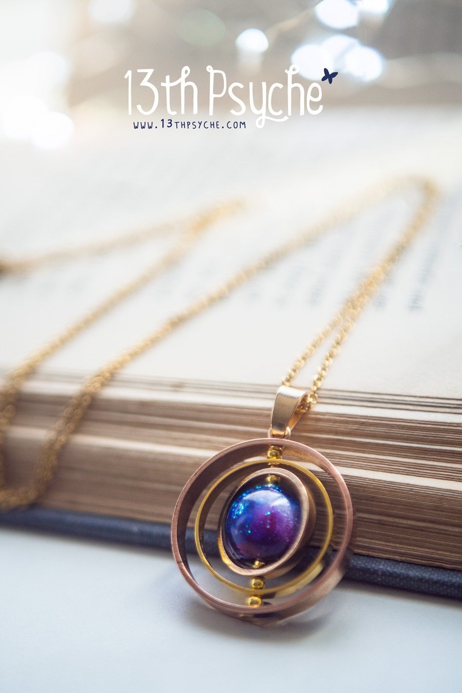 Handmade Galaxy planet spinner necklace - 13th Psyche