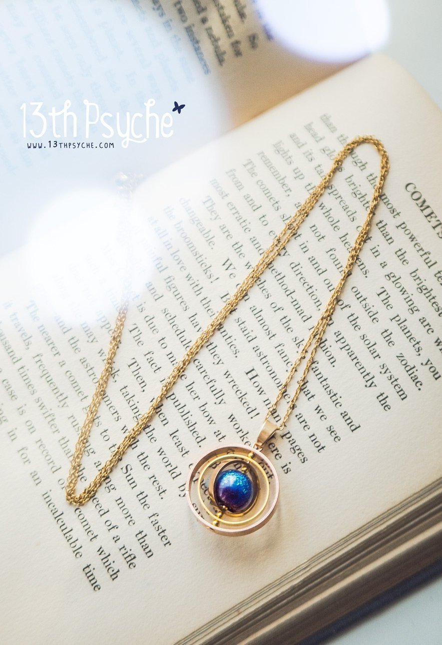 Handmade Galaxy planet spinner necklace - 13th Psyche