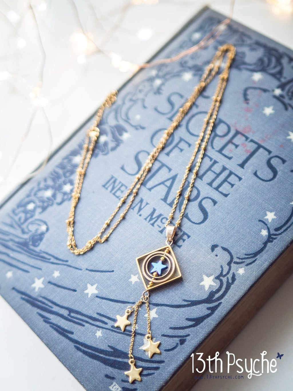 Handmade Space inspired shooting star spinner necklace - 13th Psyche