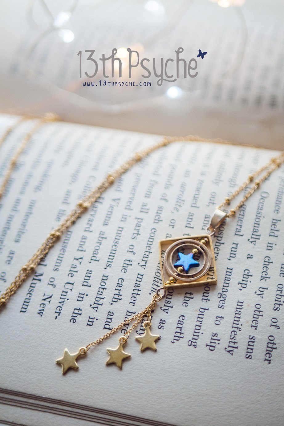 Handmade Space inspired shooting star spinner necklace - 13th Psyche