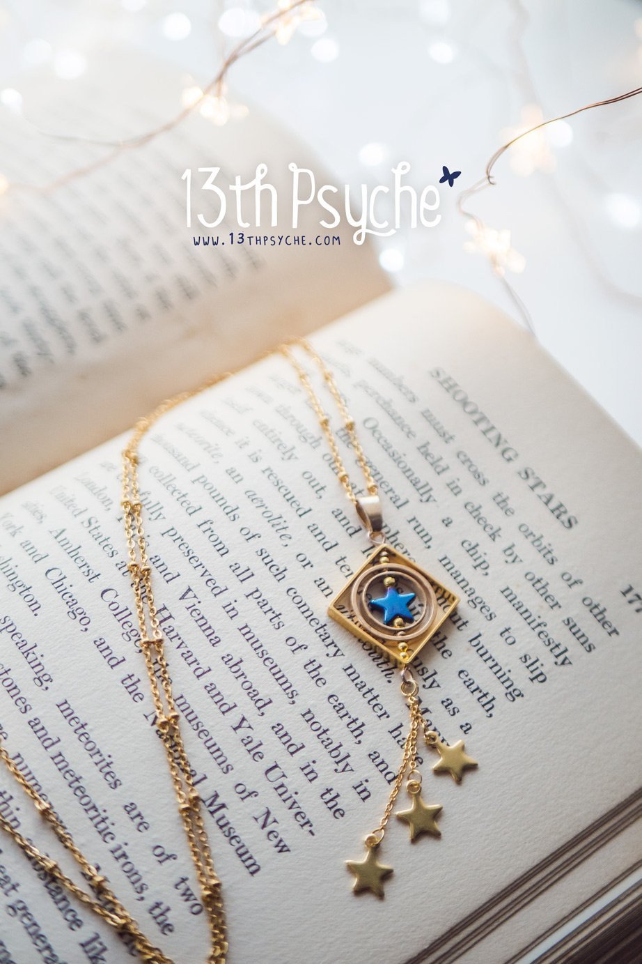 Handmade Space inspired shooting star spinner necklace - 13th Psyche