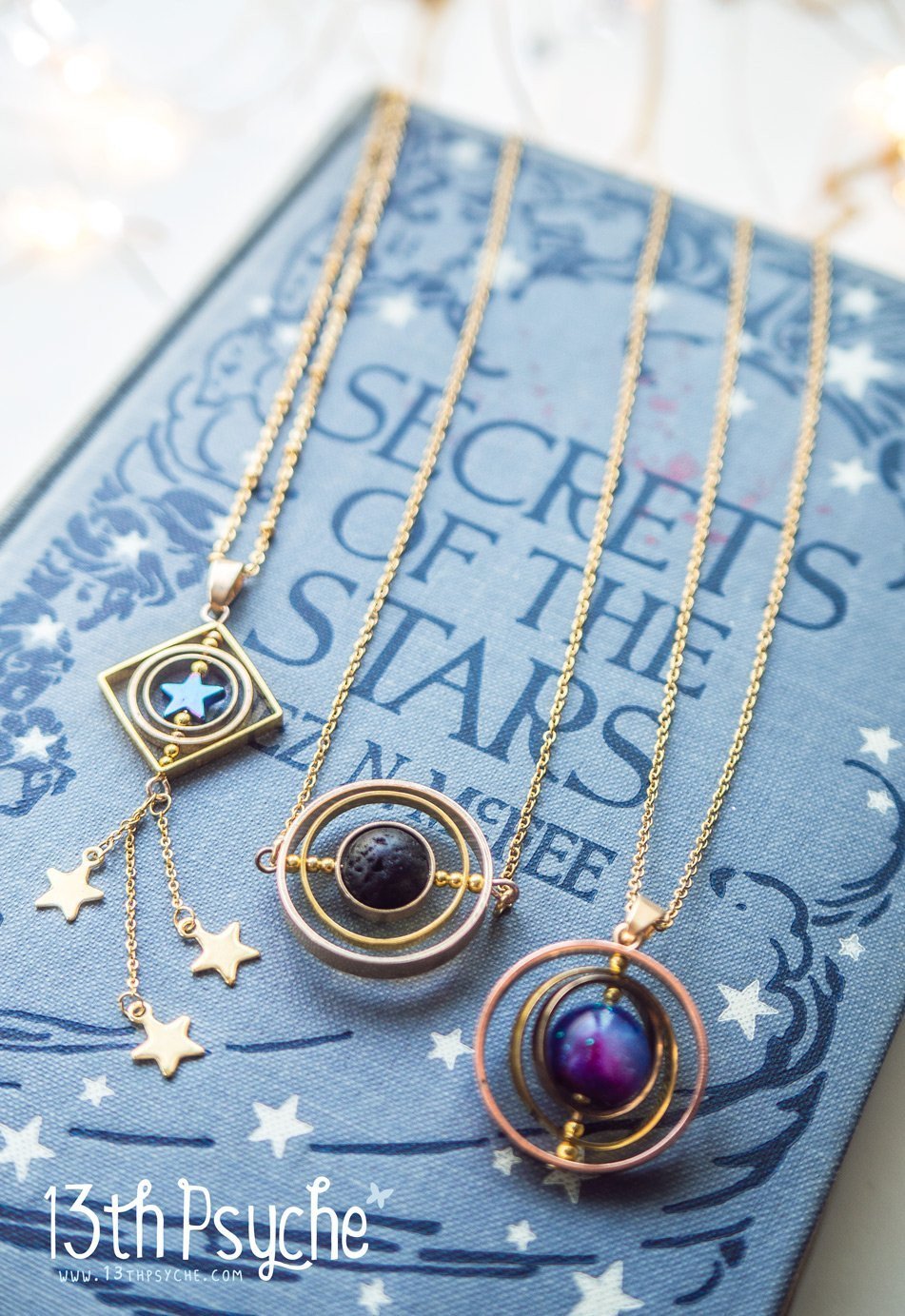 Handmade Space inspired shooting star spinner necklace - 13th Psyche