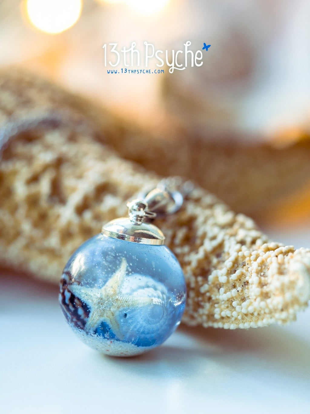 Handmade Ocean inspired Starfish and shells resin ball necklace - 13th Psyche