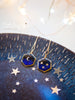 Handmade Gold moon and stars hexagon earrings - 13th Psyche