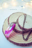 Handmade Colorful raw quartz crystal point pendant necklace with leaves - 13th Psyche