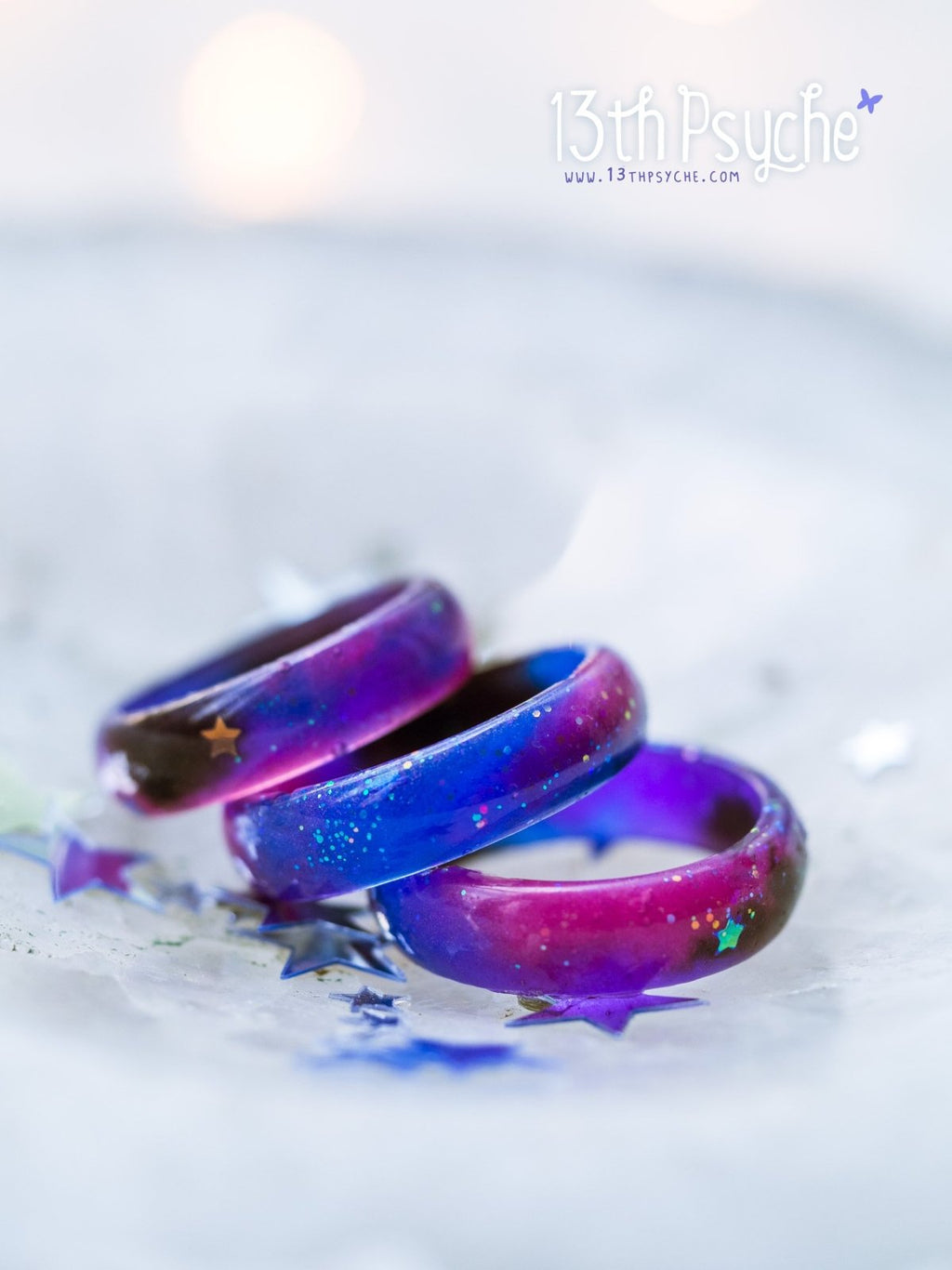 Handmade Galaxy nebula resin ring - 13th Psyche