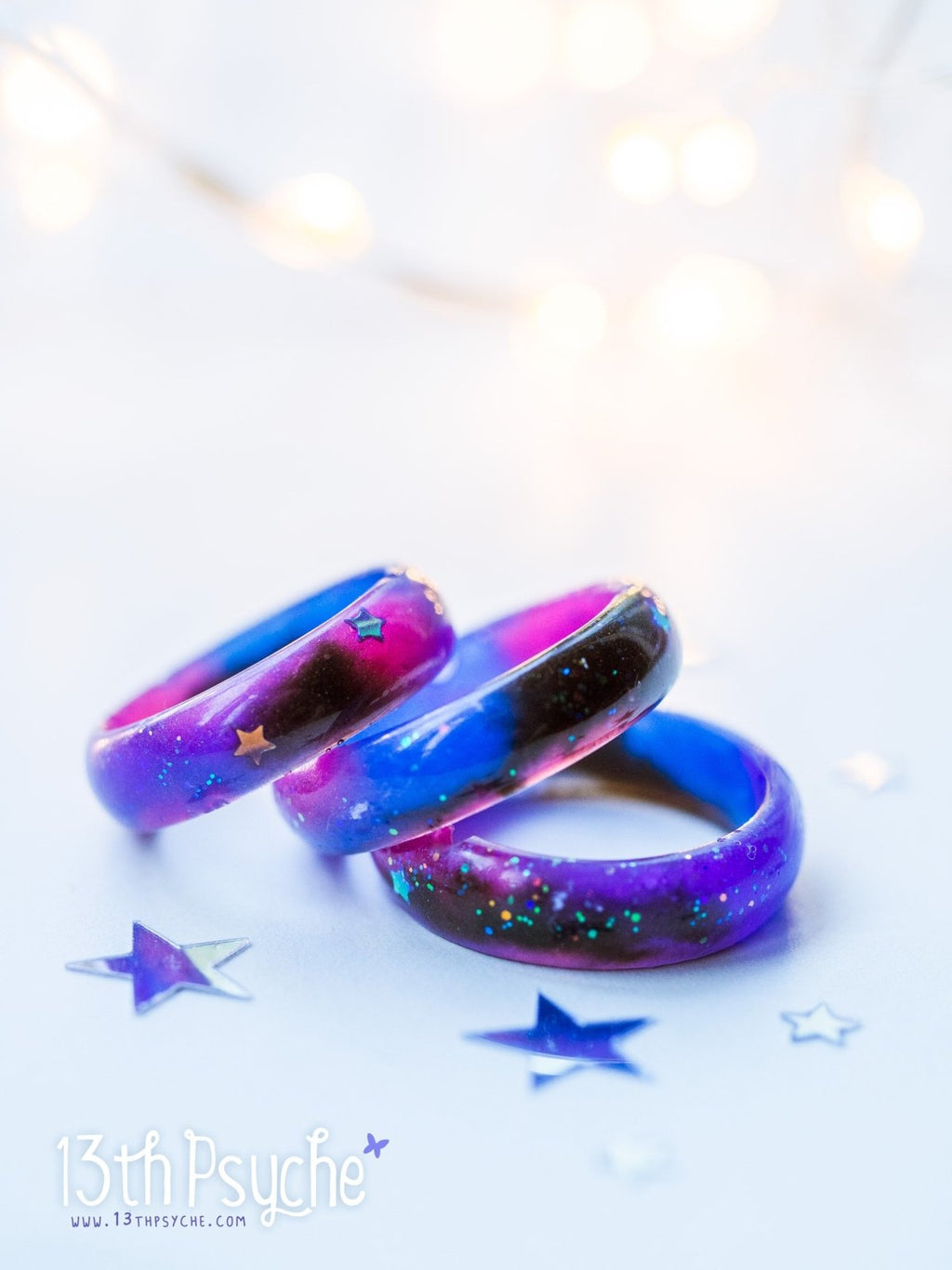 Handmade Galaxy nebula resin ring - 13th Psyche